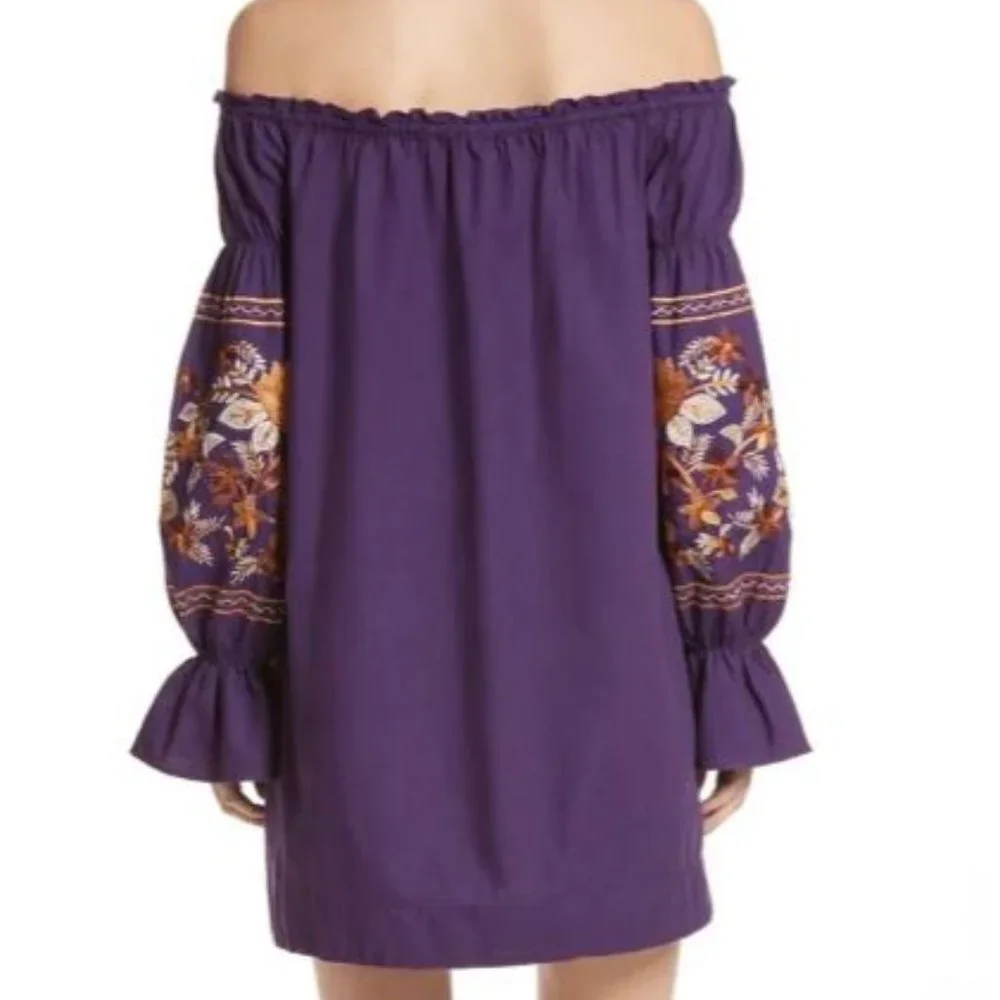 Free People Fleur Du Jour Purple Cotton Mini Dress Size Misses Extra Sma…